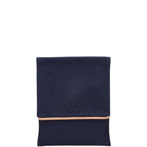 Hermes Hermès Bolide Travel Pouch Dark Navy and Brown Cotton Women's